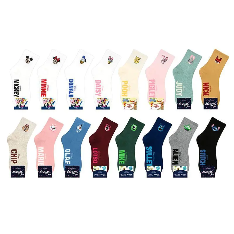 Disney носки с принтом Дамская одноцветная трубка коттоновые модный комплект Минни