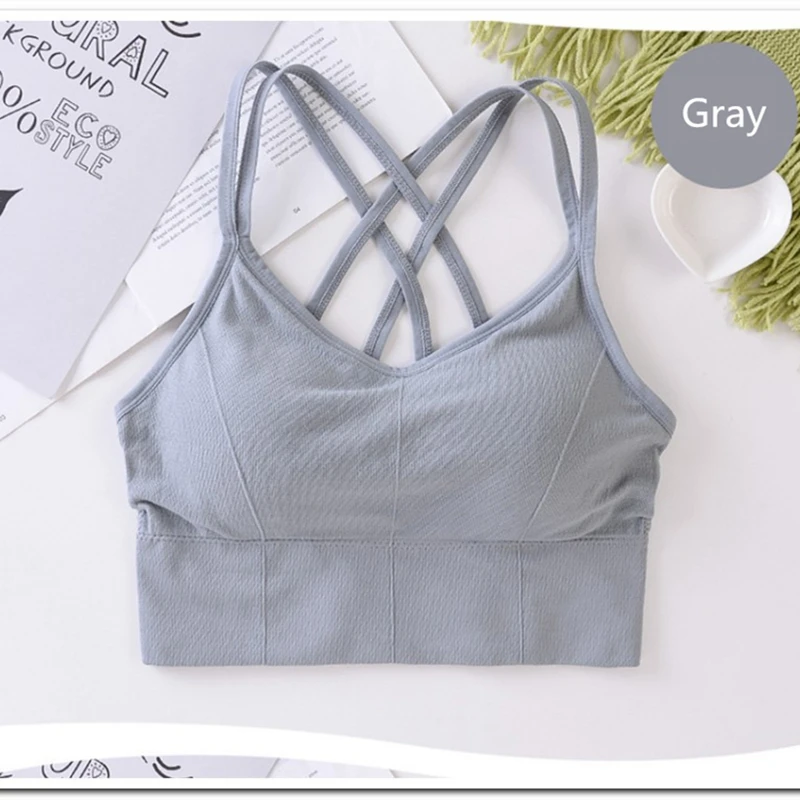 Beauty Back Sports Bra Women Padded Top Vest Tops Shock-Proof Gathering High-Intensity Yoga Cotton Underwear Fitness | Спорт и