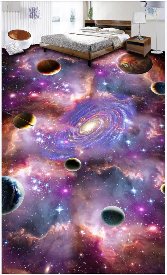 

Custom Picture Self-adhesive Flooring wallpapers Wall Sticker Cosmic starry galaxy 3D stereo painting floor mural wall papers