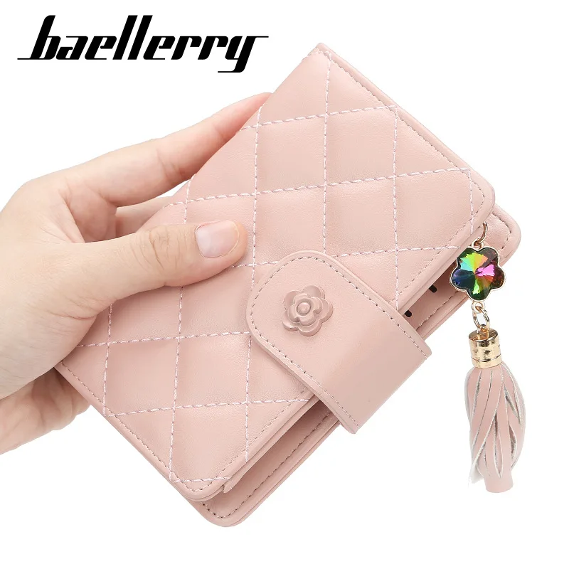 

Baellerry Tassel Three Fold Leather Wallet For Women Fashion Korean Short Coin Purse Top Quality Ladies Small Card Holder