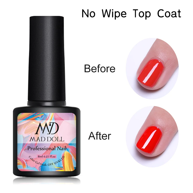 No wipe top coat MD MAD DOLL Магнитный Гель-лак голографический лак для ногтей кошачий глаз УФ Гель-лак Блестящий Гель-лак дизайн ногтей DIY маникюр - Цвет: No wipe top coat