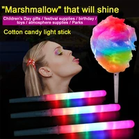 10pcs food grade cotton candy cones colorful glowing sticks button battery party decoration accessory supplies tools