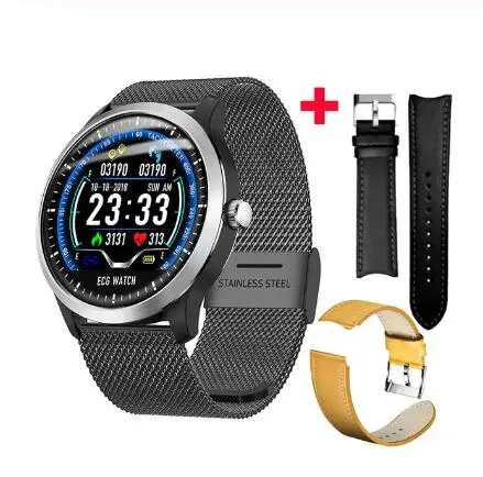 black black yellow LEMFO N58 новые ЭКГ+ PPG умные часы мужские IP67 водонепроницаемые спортивные часы монитор сердечного ритма кровяное давление умные часы - Цвет: black black yellow