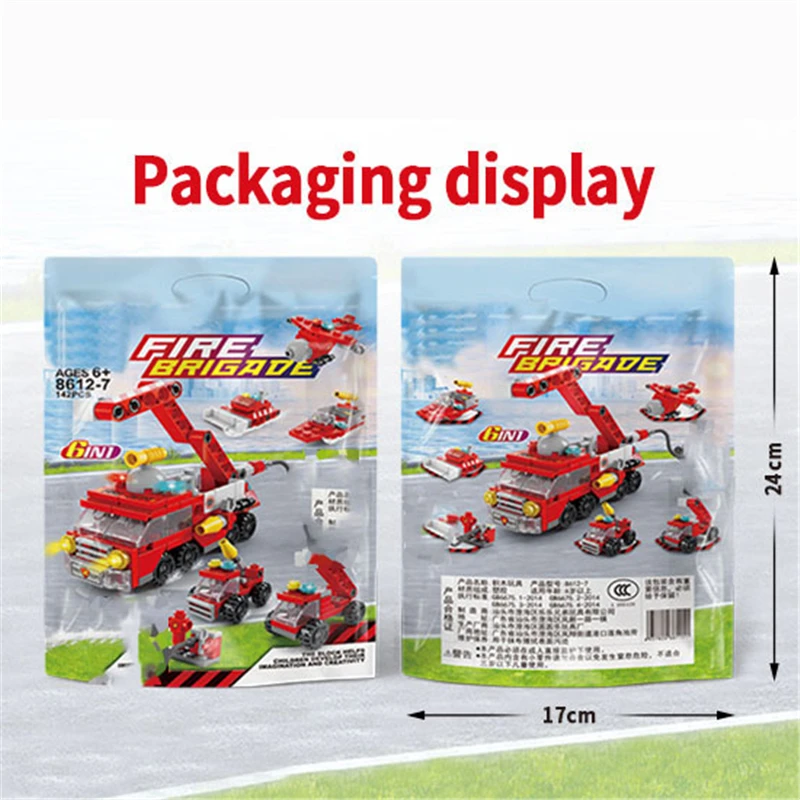 

142 PCS 6 IN 1 City Fire Building Blocks Set Firemen Fire Truck Bricks Toys for Children Boys Mini Block Educational Toy IN Gift