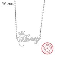 925 sterling silver custom name neckalce crown pendant jewelry gift personalised naamketting collar inicial bijoux femme mydiy