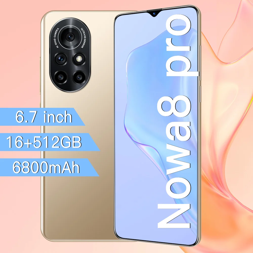 

Newest Nowa 8 Pro 6.7-inch Smart Phone Full Screen Android Phone 16+512G 6800 MAh Battery 32+50mp Camera Face Unlock Cell Phone