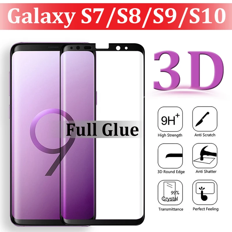 Защитное стекло закаленное 3d 5 шт. на весь клей для samsung s10 plus s8 s9 s8plus 8 s 9s10s 9