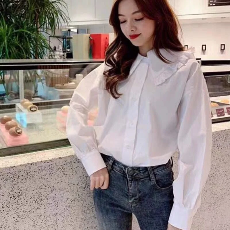 

Женская рубашка с острым воротником, во французском стиле