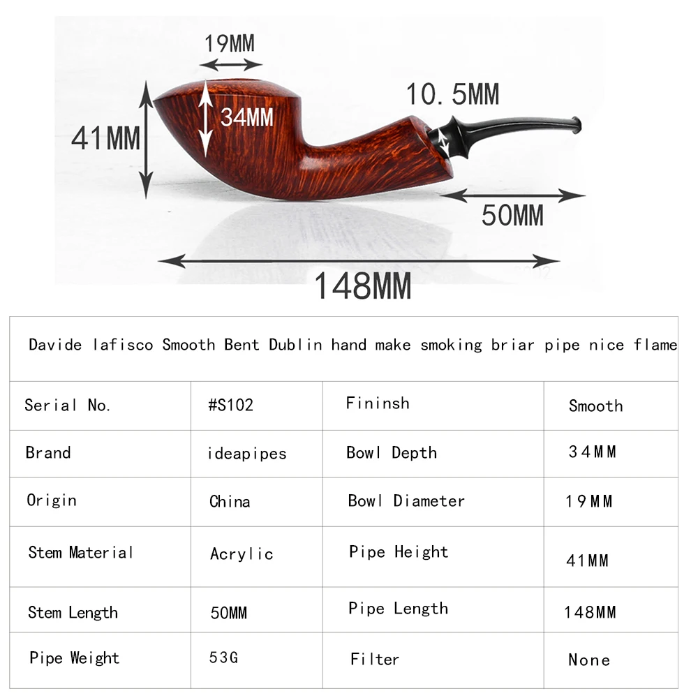 Давид иафиско Гладкий согнутый Дублина ручной работы для курения briar pipe nice flame # S102