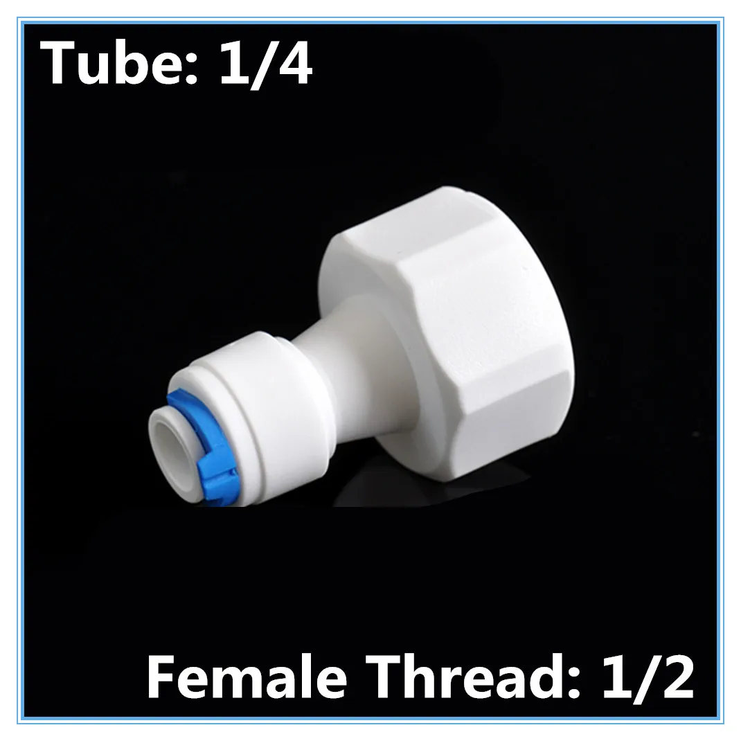 

5pc 1/4" OD Tube to 1/2" Female Thread Fitting Connection Aquarium RO Water Filter Reverse Osmosis System