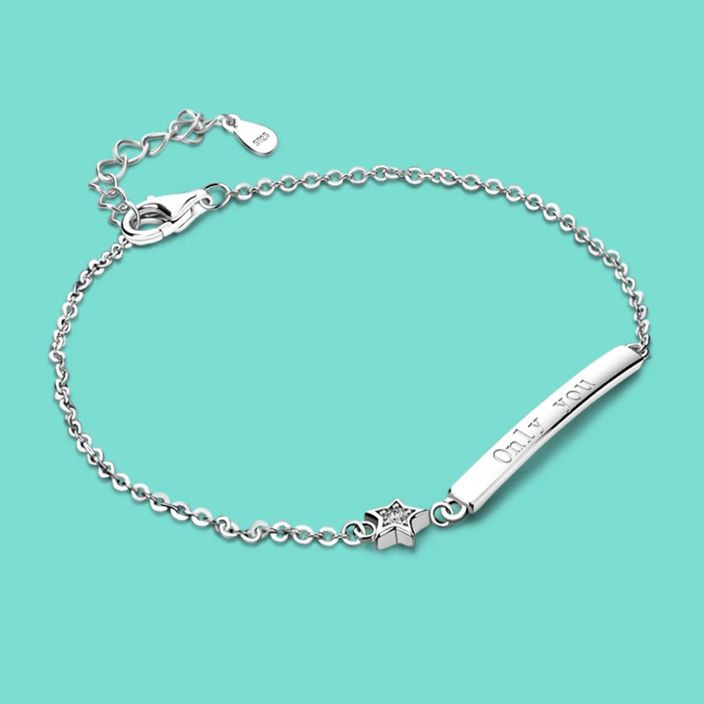 Летние минималистичные женские 925 подлинной стерлингового серебра браслет