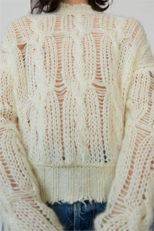 

2020 New Autumn Products Faded Twist Easy Short Sweater Classic Knitwear Semi Permeable Pit Strip Round Neck Mohair Girl A3