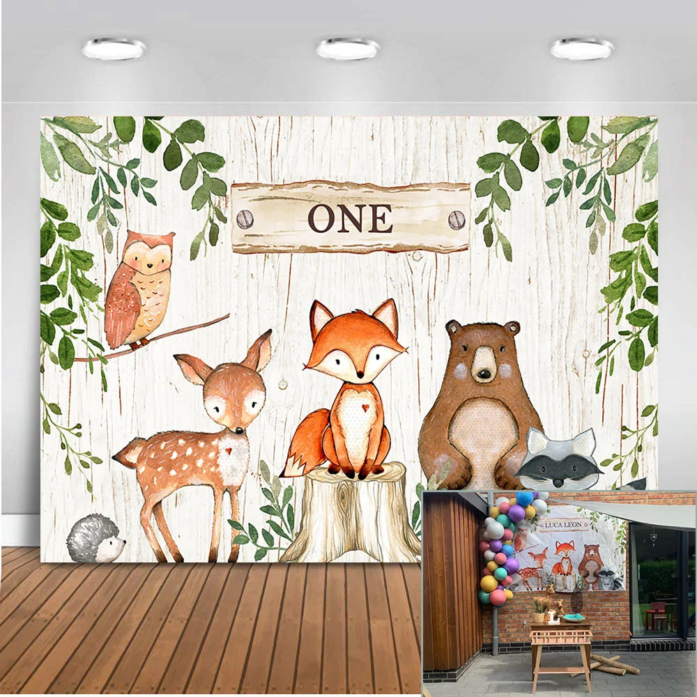 

Wild One Background for Photo Studio Newborn Baby Shower Woodland Birthday Party Backdrop Decoration Banner Table Background