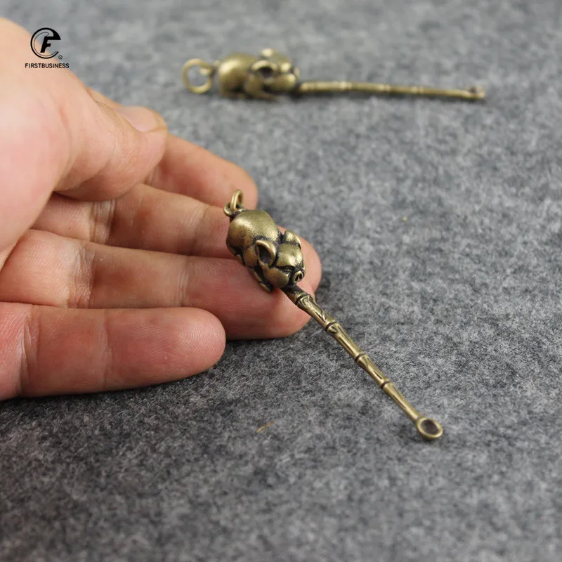 Медная медная ложка Ушная бамбуковая маленькая статуя украшения животное на