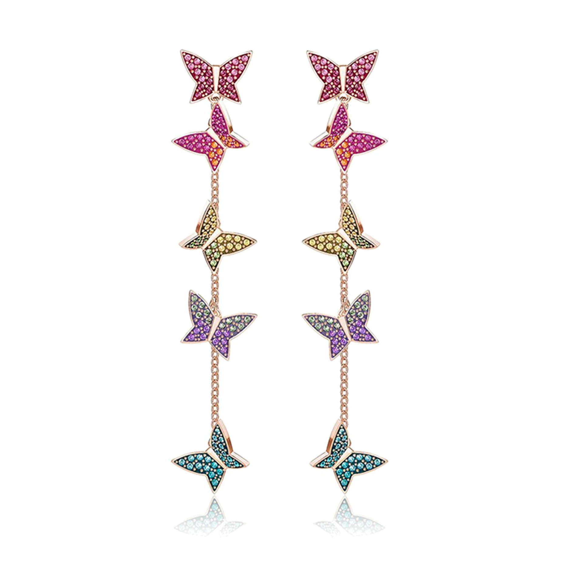 

Fashion Jewelry SWA1: 1 New Luxury Inlaid Round Crystal Female Charm Earrings Ear Line Fresh Pleasure Romantic Jewelry Gift