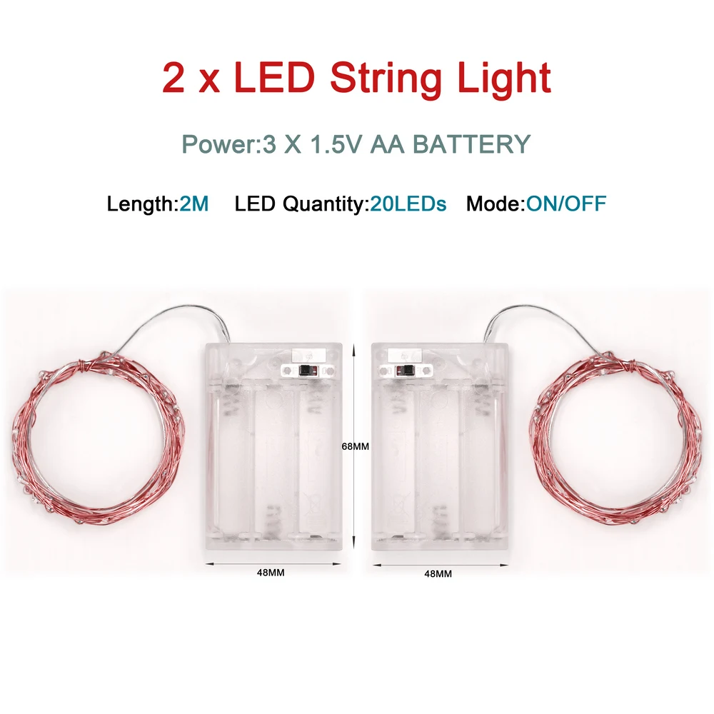 2 шт./партия медные светодиодсветодиодный гирлянды на батарейках AA длиной