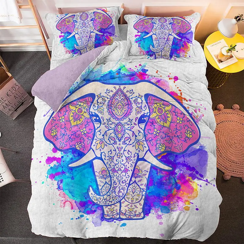 Милые животные постельные принадлежности набор пододеяльник богемный слон