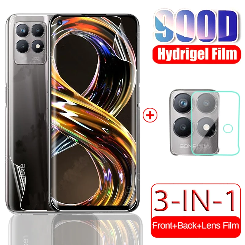 

Гидрогелевая пленка 3 в 1 с полным покрытием для realmy 8i, для realme 8i, 8 i, 6,59 дюйма, 2021 hd, защитные пленки для переднего и заднего экрана, пленка для к...