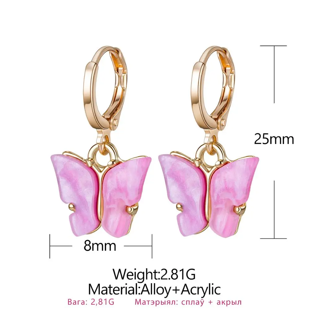 

VCORM 2020 New Women's Earrings Fashion Color Acrylic Butterfly Stud Earrings Animal Sweet Colorful Stud Earrings Girls Jewelry