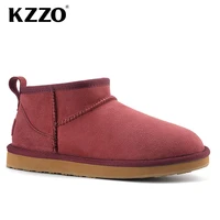 kzzo fashion basic mini winter boots 2021 real sheepskin suede leather natural wool lined for women snow boots warm flat shoes