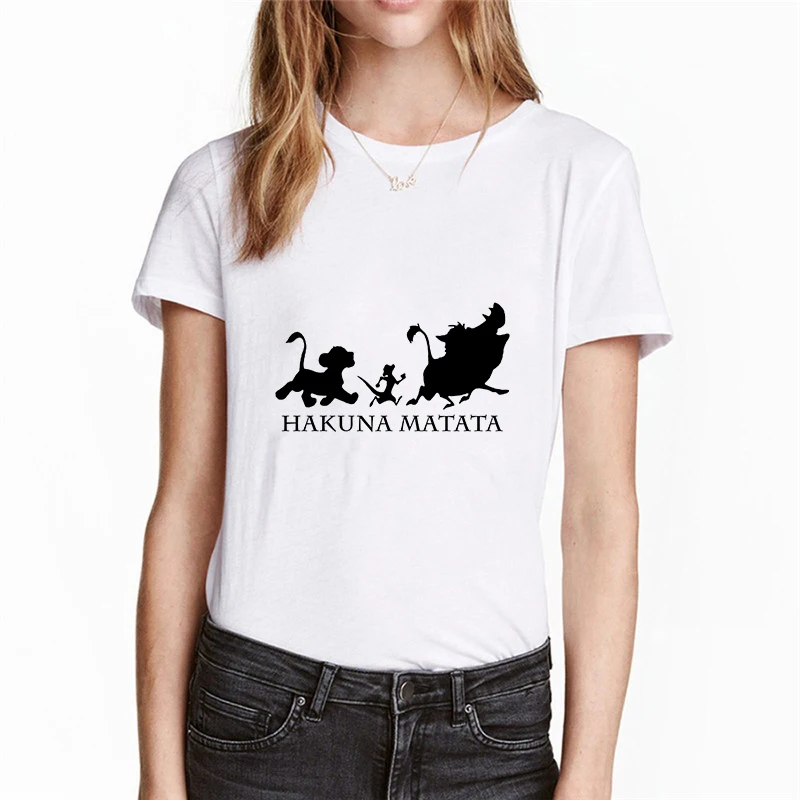 Showtly Hakuna Matata Women Harajuku Ullzang the lion king T-shirt Femme Homme Summer Tshirt Fashion Top Tee Female T Shirt