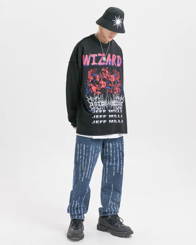 Мужские толстовки в стиле хип-хоп уличная одежда с круглым вырезом большие