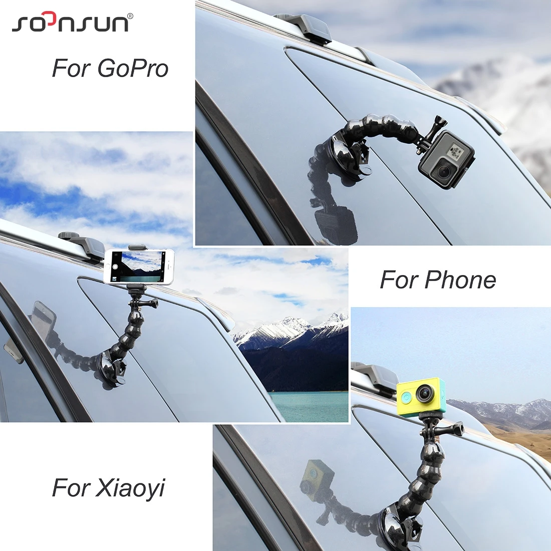 Гибкая присоска SOONSUN с держателем зажима для телефона 1/4 адаптер крепления GoPro Hero 9