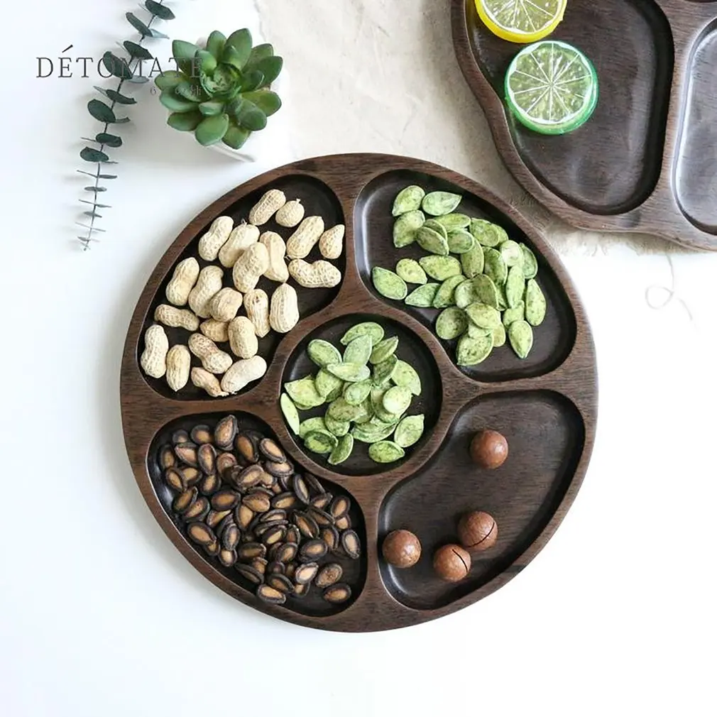 Tea Tray Wooden Plate Fruit Dessert Snack Candy Dining Bar Tableware | Дом и сад