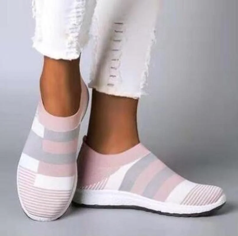 

Кроссовки женские сетчатые, Вулканизированная подошва, дышащие, без шнуровки, повседневная спортивная обувь