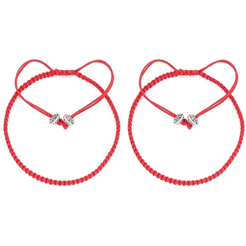 2pcs/Set Red String of Fate Bracelets Protection Good Luck Simple Matching for Lover Women Men | Украшения и аксессуары