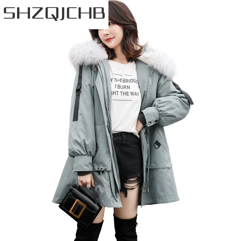 

JCHB 2021 Women Real Fur Coat Rabbit Fur Liner Parka Winter Coat Women Windbreaker Womens Clothing Abrigos Mujer Invierno FX771