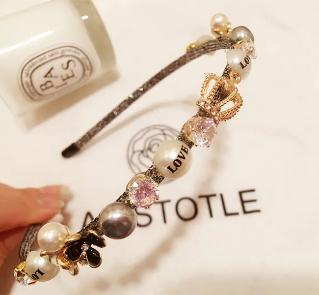 Модный кружевной ободок Стразы в Корейском стиле для женщин и девушек модный