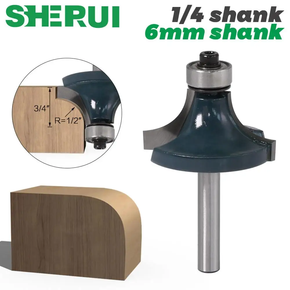 1 шт. 6 мм хвостовик 1/4 &quotхвостовик угловой круглый над фрезом с bearingфрезерный