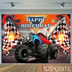 Тканевый фон с изображением мультяшного Красного пламени грузовика монстра для мальчика на день рождения живописный торт украшение стола картина на заказ детский Виниловый фон