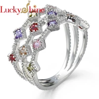 luckyshine unique gift europe style multi color zircon 925 silver weddings party for womens ring jewelry
