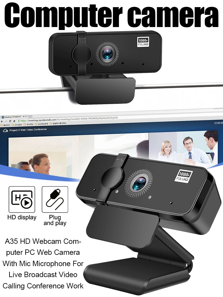 

A35 HD Webcam Computer PC Web Camera With Mic Microphone For Live Broadcast Video Calling Conference Work