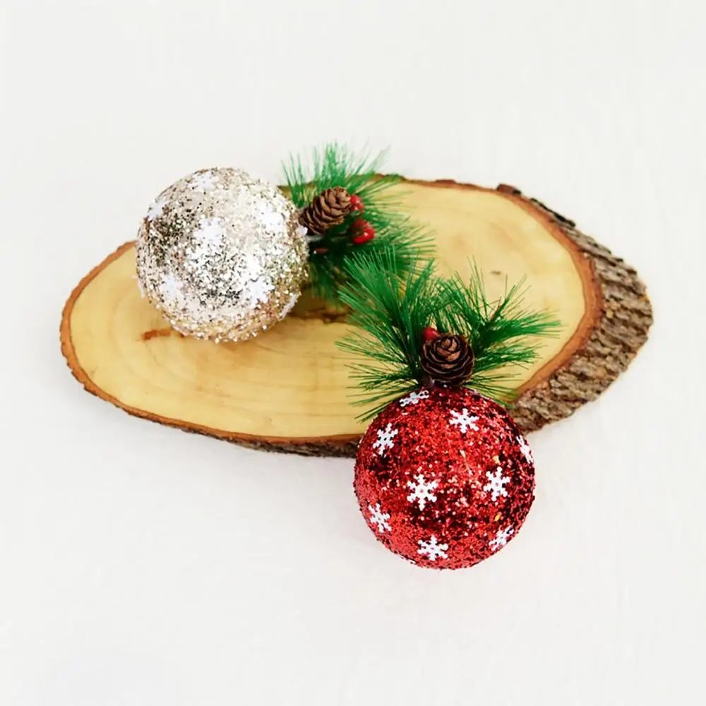 Круглые пластиковые шарики рисунком елки Декор рождественские безделушки