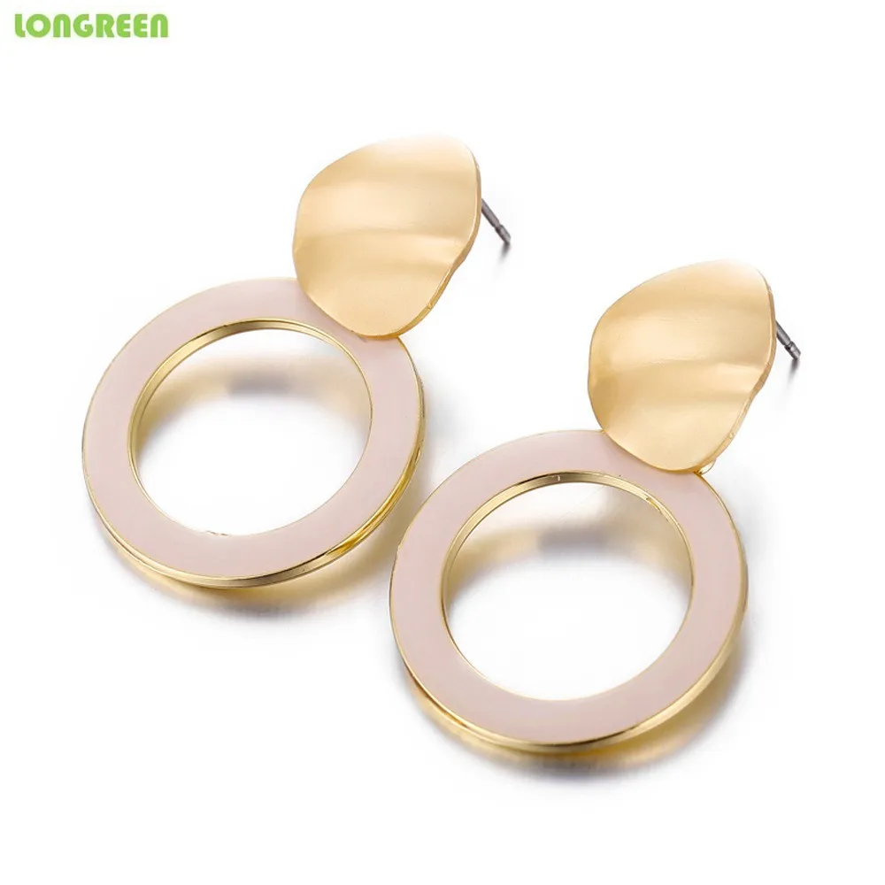 Style 13 Beige Metal Simple Stylish Geometric Round Unique Earrings For Women Girl Gifts Stainless Steel Earrings Set De Aretes Orecchini Donna - Окраска металла: Style 13 Beige