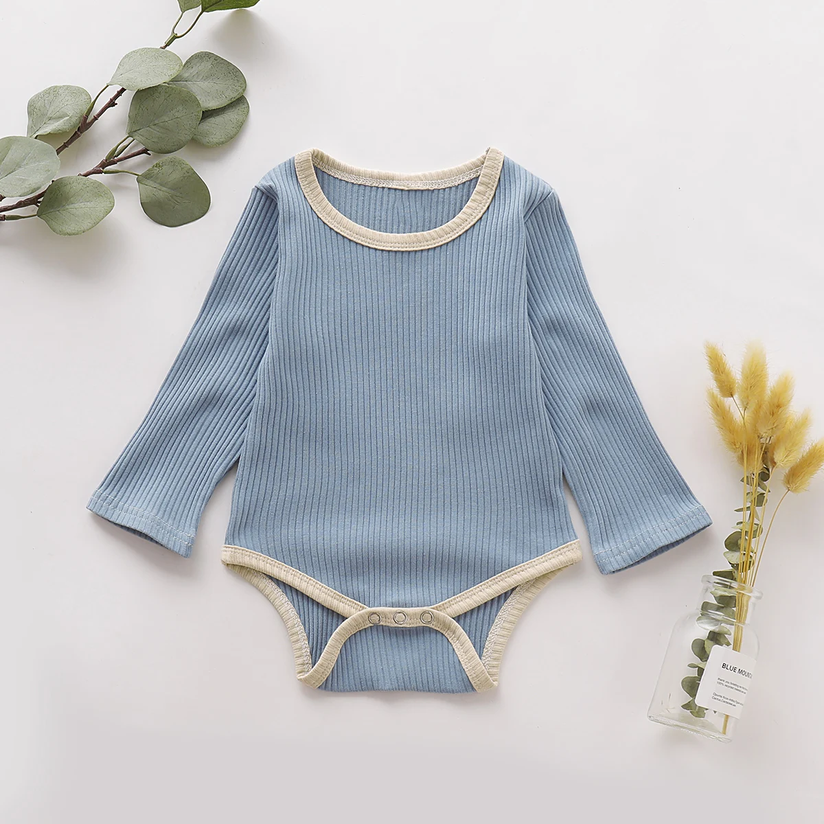 

0-18M Free shipping Casual Newborn Baby Boy Girl Long Sleeve Solid Color Cotton Bodysuit Jumpsuit Playsuit Outfits Baby Clothes