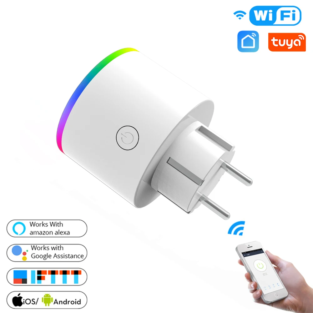 В WiFi умная розетка, Беспроводная розетка, умная жизнь/приложение Tuya, дистанционное управление, работа с Alexa Google Home, не требуется концентратор