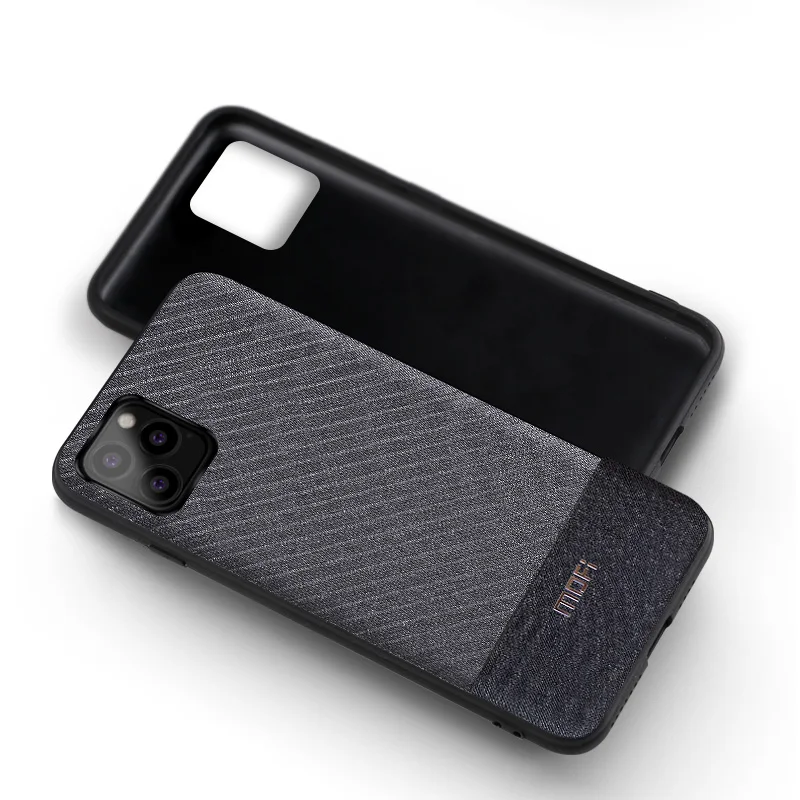 Gray stripe Чехол для iPhone 11, чехол для iPhone 11 Pro, чехол Mofi для iPhone 11 Pro Max, мягкая мужская темно-синяя полосатая ткань из шамбре - Цвет: Gray stripe