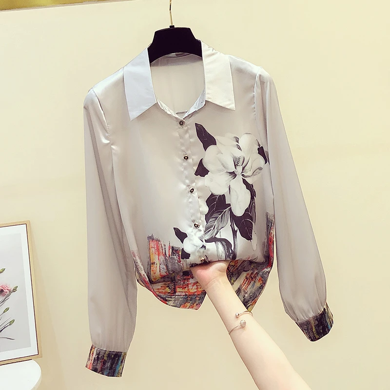 

Новинка размера плюс, женская рубашка Blusa из полиэстера, с длинными рукавами и принтом, для пассажиров, 2020