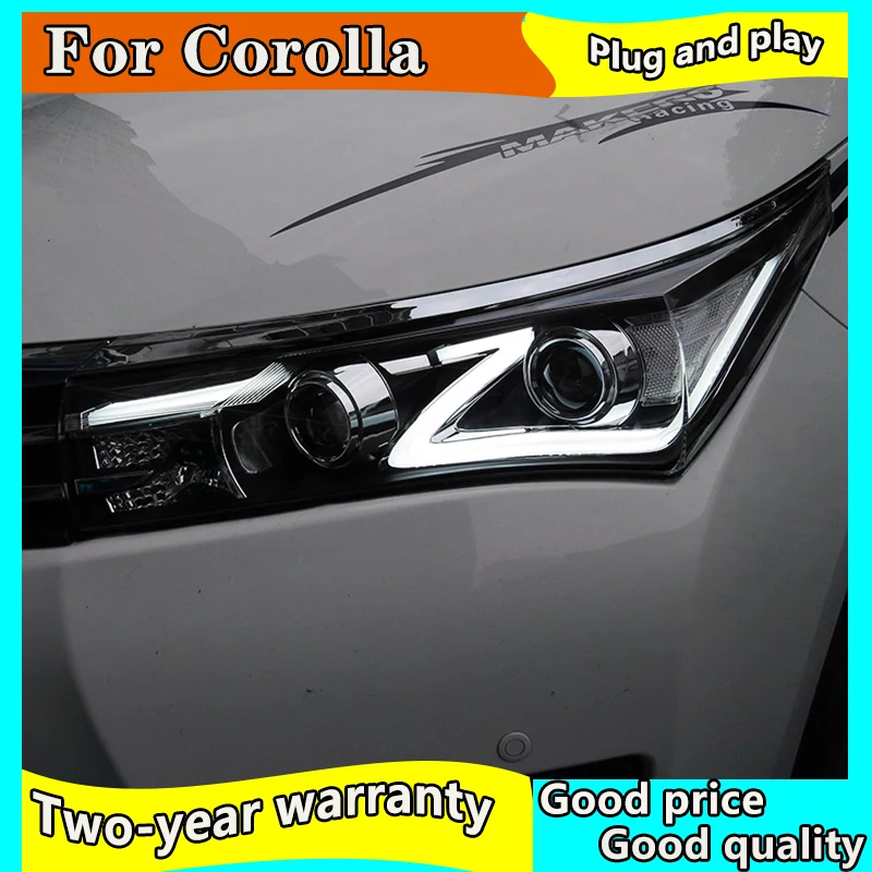 Автостайлинг фары для Toyota corolla 2014 -2017 светодиодный ные Bi-Xenon DRL crolla в сборе |