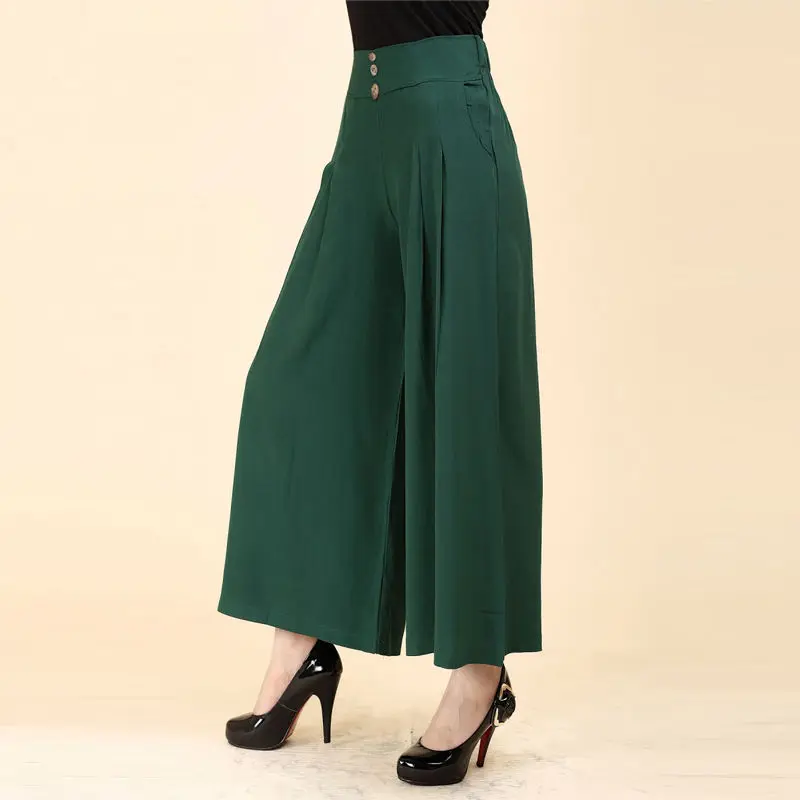 

Cotton Linen Wide-Leg Pants Women's Skirt Pants Female's Big-Leg Trousers High-Waisted Plus Size Nine-Point Big-Footed Trousers