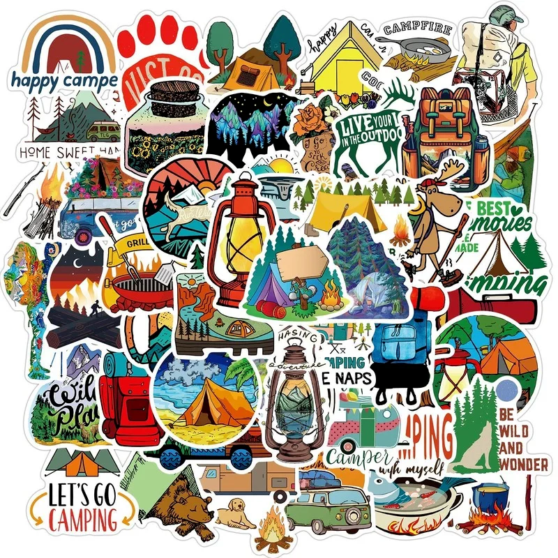 

10/50 PCS Camping Landscape Stickers Outdoor Adventure Climbing Travel Waterproof Sticker to Suitcase Laptop Bicycle Helmet Car