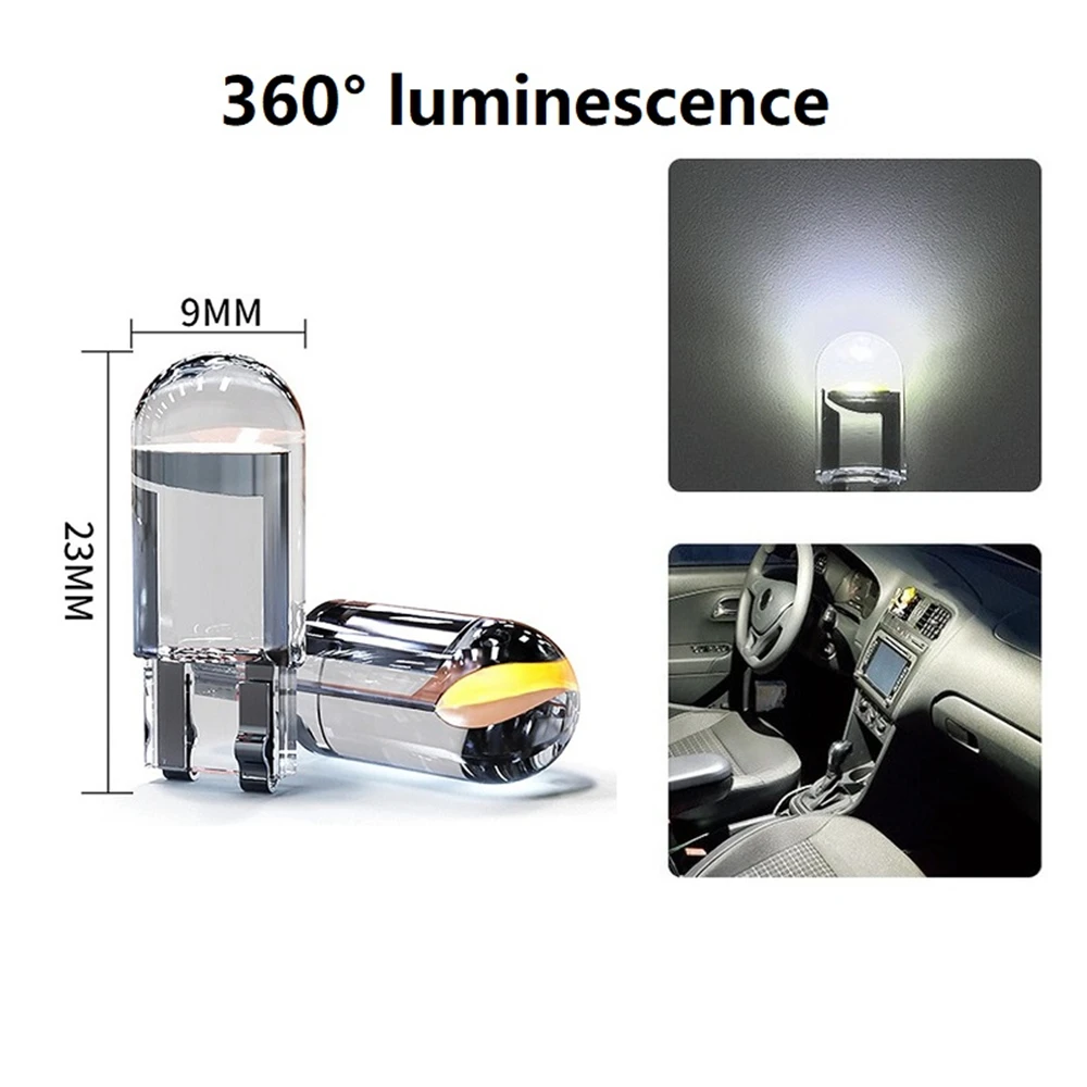 

T10 Led W5W Новейший автомобильный светильник COB стекло 3000K желтый автомобильный номерной знак лампа для чтения 12 В