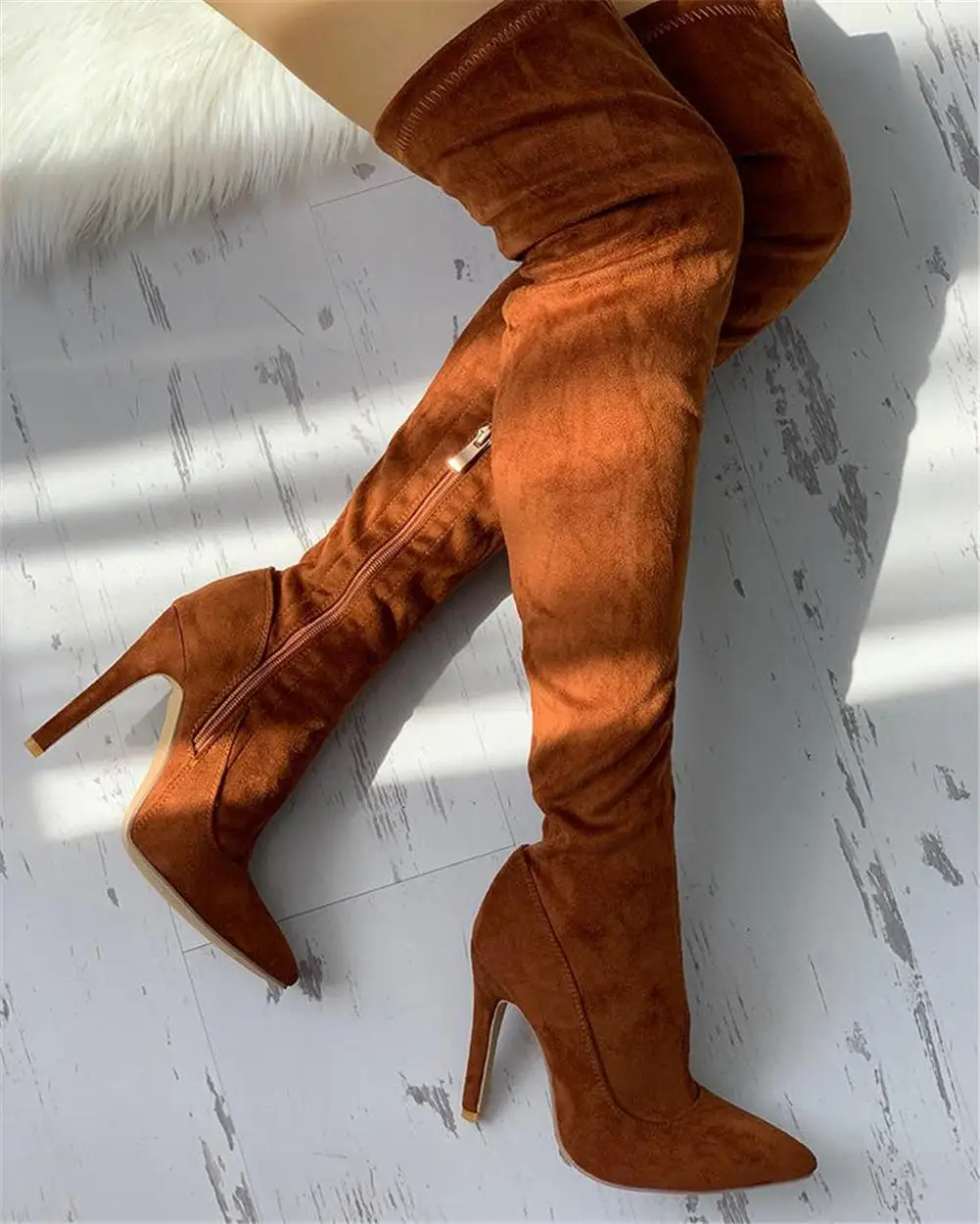 

SARAIRIS New Brand Pointed Toe Over The Knee Boots Elegant Autumn Boots Women Sexy High Thin Heels Thigh High Shoes Woman