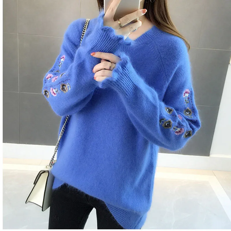 Новый женский осенне-зимний утолщенный теплый топ элегантный красивый свитер с