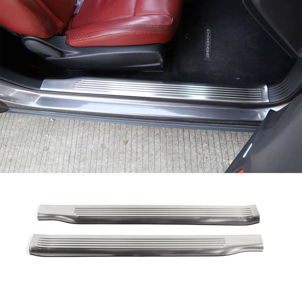 

Inner Door Sill Entry Guards Plates For Dodge Challenger 2015-2019 Threshold Bar Welcome Pedal Stainless Steel Car Accessories