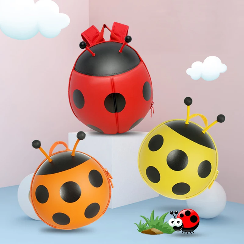 Cute Ladybird Kids Toddler Backpack with Safety Leash 3D Cartoon Ladybug Children School Bags Anti-lost for Boys Girls |
